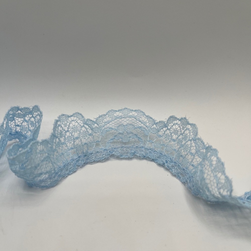 VTG Light Blue Lace Trim Ruffle Edge‎ Sewing Craft Embellishment - 2 yards 12 in